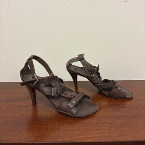 For All Mankind Dark brown buckle high heels